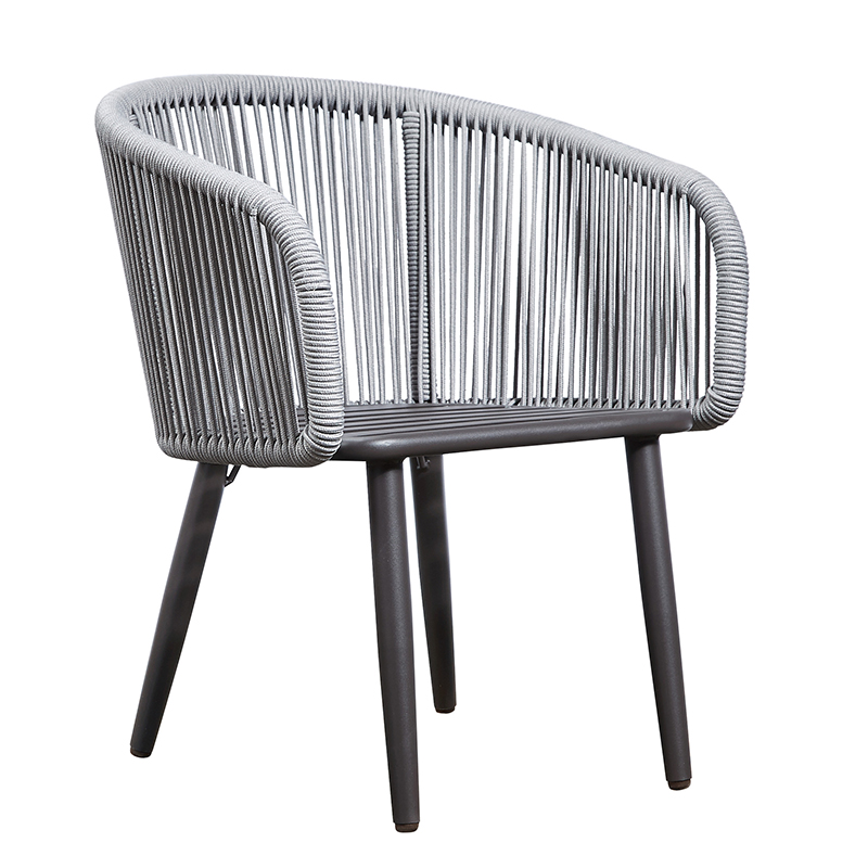 Ensemble de salle à manger de jardin en corde de table et de chaise en aluminium, vente en gros d'usine