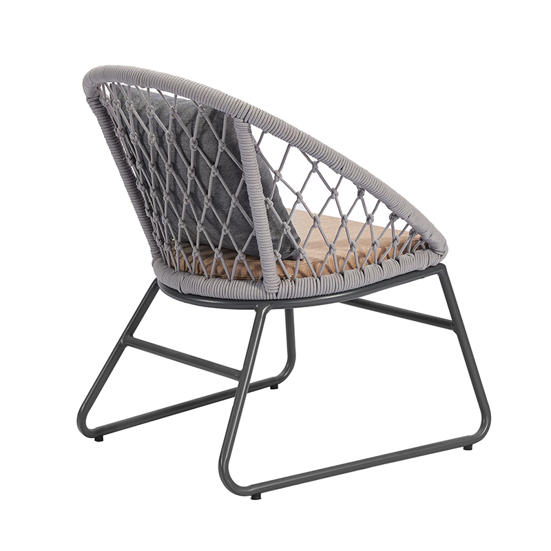 Meubles de patio au bord de la piscine, ensemble de salle à manger de jardin, chaise en corde en aluminium